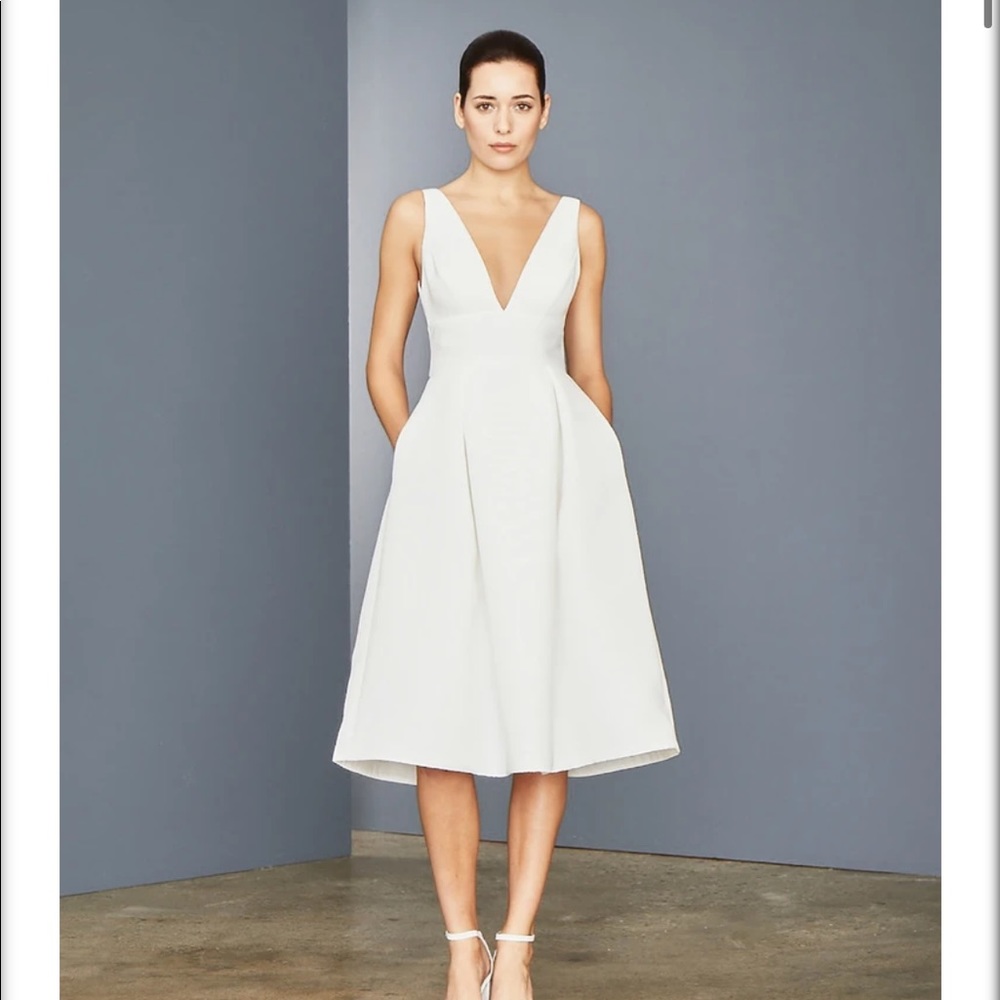 Amsale deep V dress, size 2, NWT